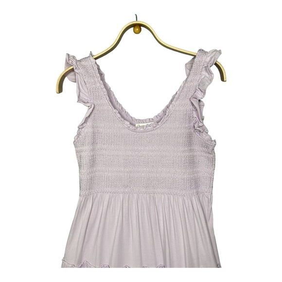 LoveShackFancy Chessie Smocked Flutter-Sleeve Tiered Midi Dress-Lilac BloomXL - Picture 6 of 10